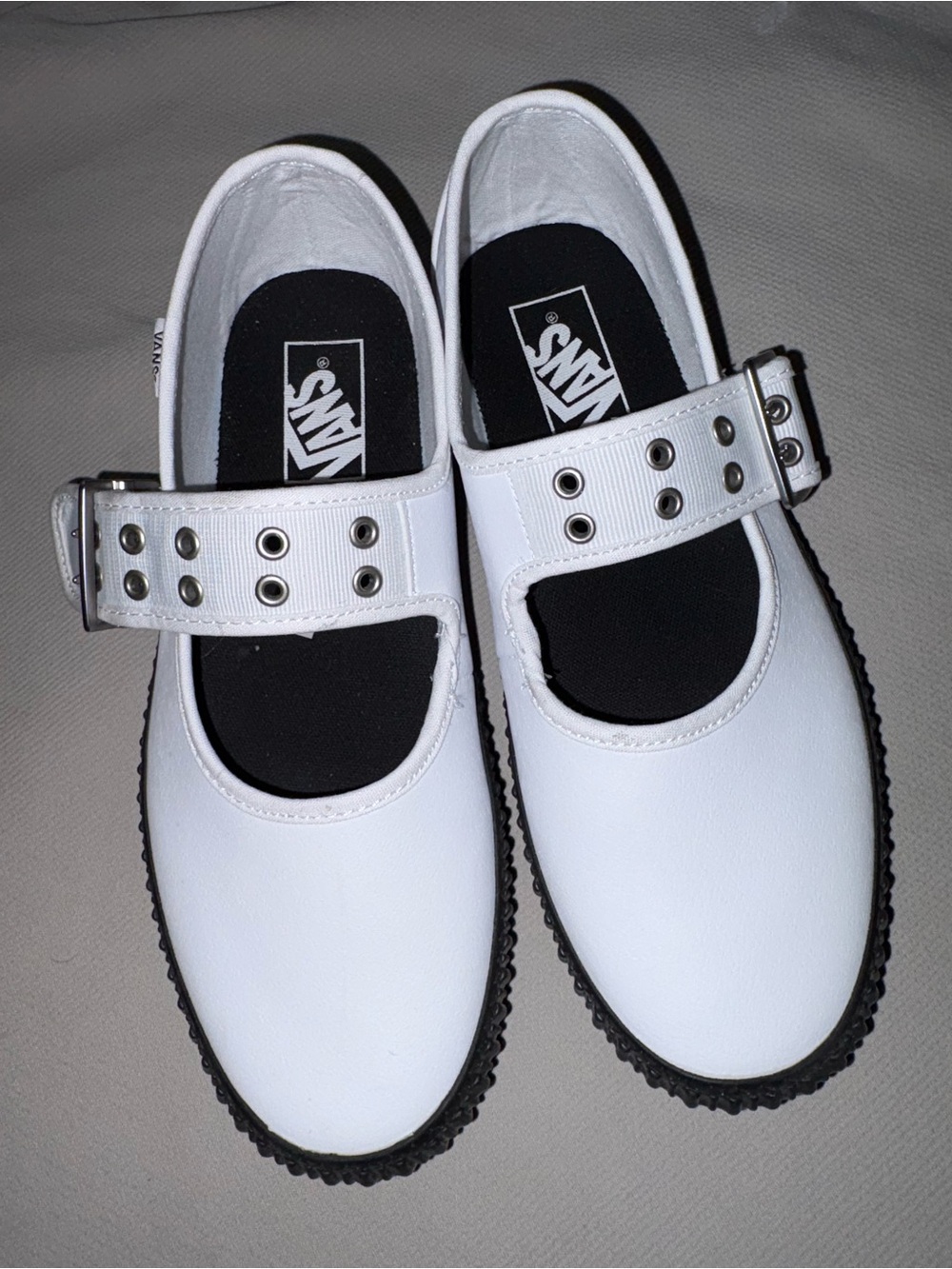 Vans White Mary Jane Creeper Platform Shoes